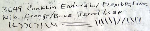CONKLIN ENDURA IN ORANGE / BLUE WITH FLEXIBLE FINE NIB